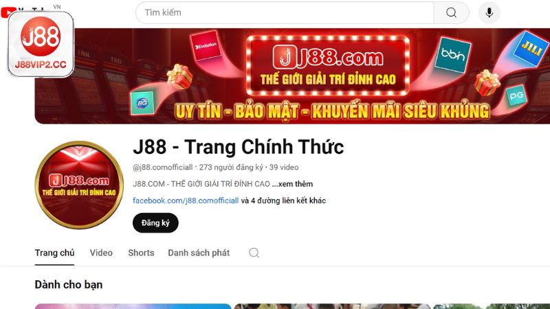 Kênh Youtube liên hệ J88vip2